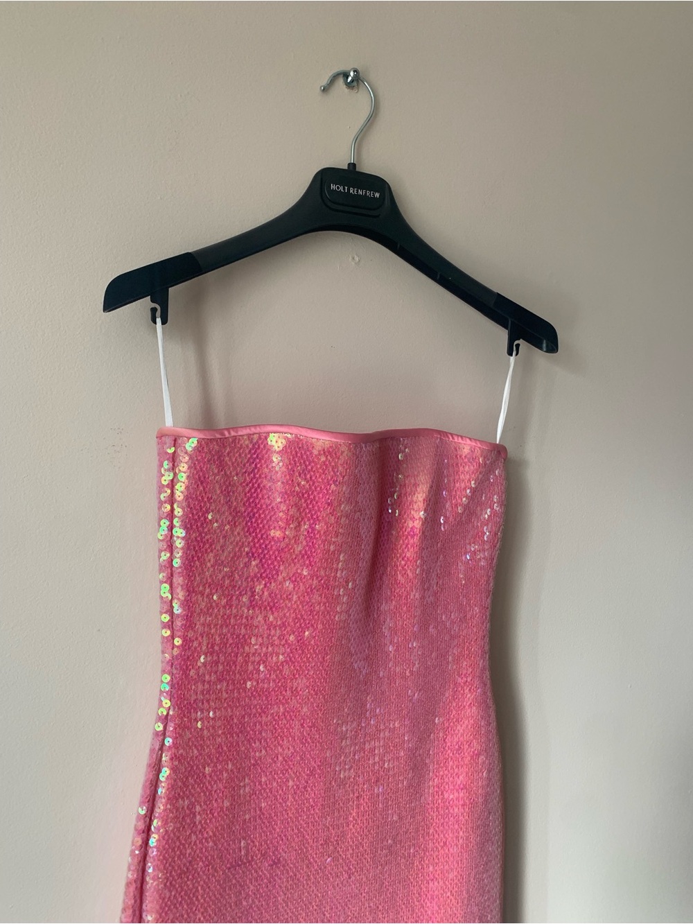 Escada Pink Iridescent Sequin Strapless Mini Dress - Picture 2 of 8